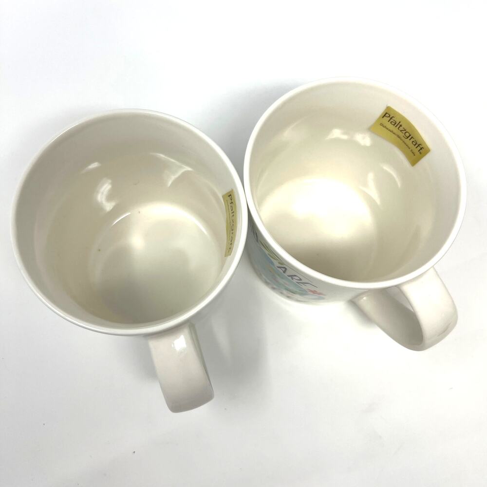Pflatzgraff Mugs You Are Teariffic Pair of 18oz Porcelain Cups New w/ Tags Gift - Picture 7 of 10